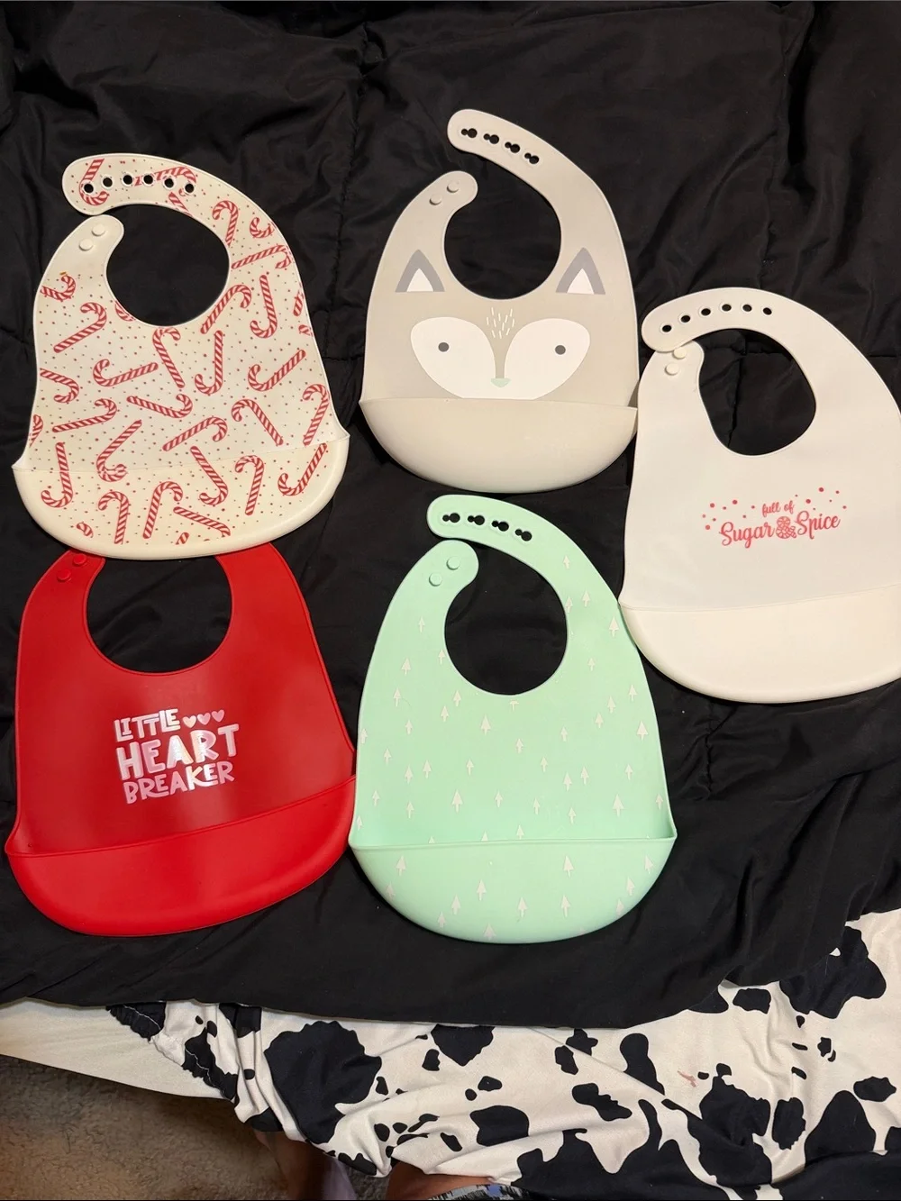 cloud island Silicone Bib Set - Red, Mint, Cream, White